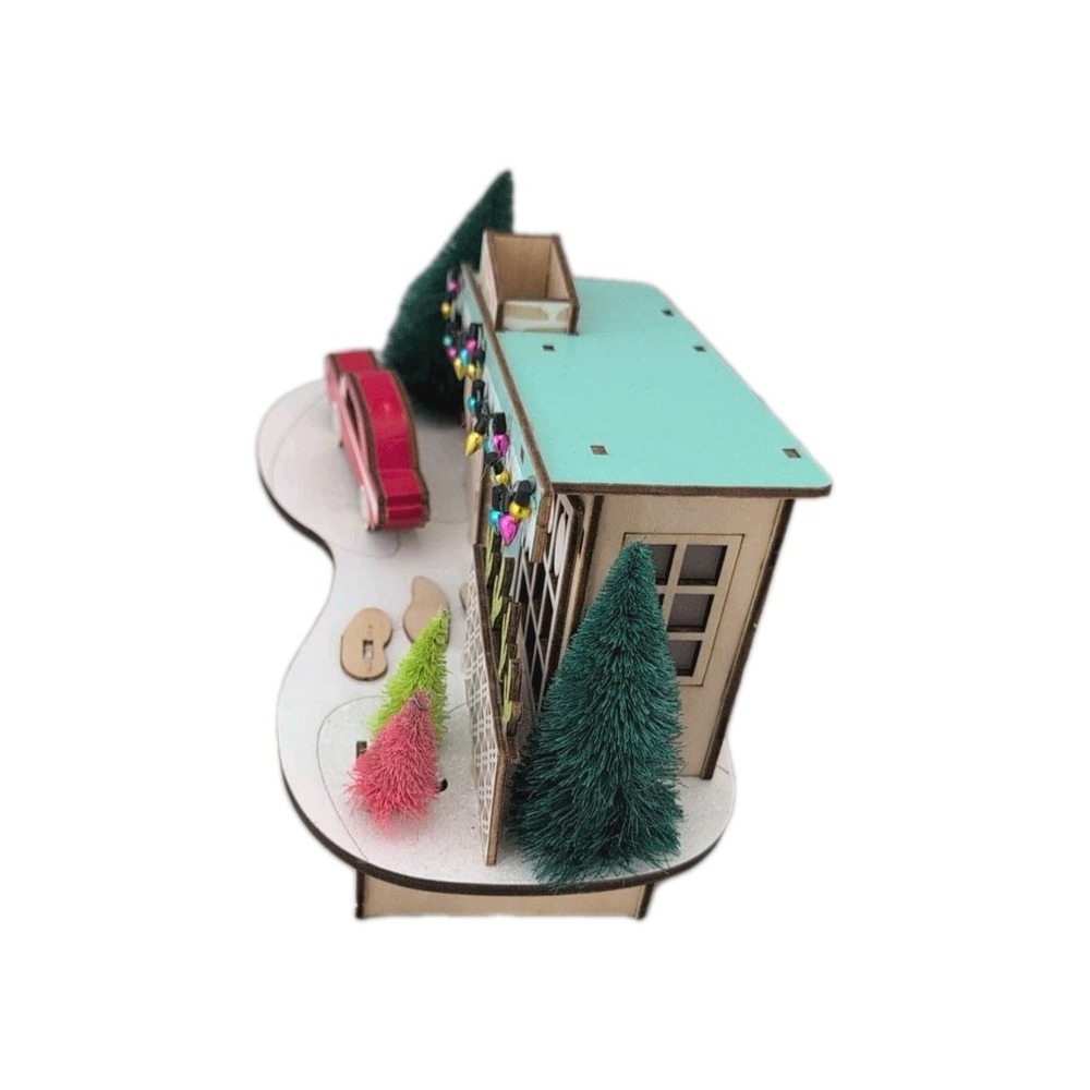 World Market Laser Cut Wood Mid Century Modern House LED Poodle Red Car 2021 - Picture 3 of 5